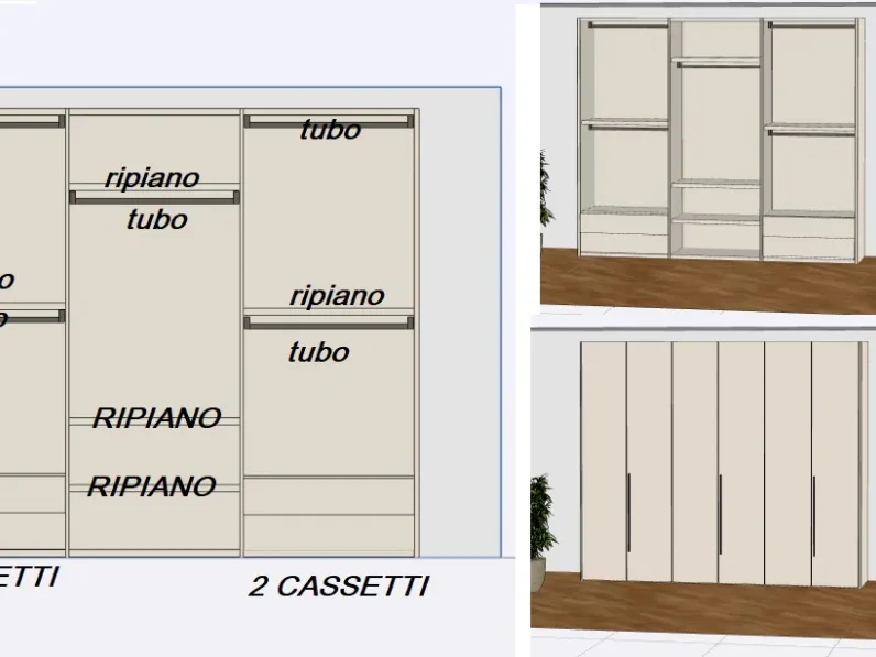 Armadio di Collezione esclusiva modello 6antepromo con cassettiere in laminato opaco con sconto -18%