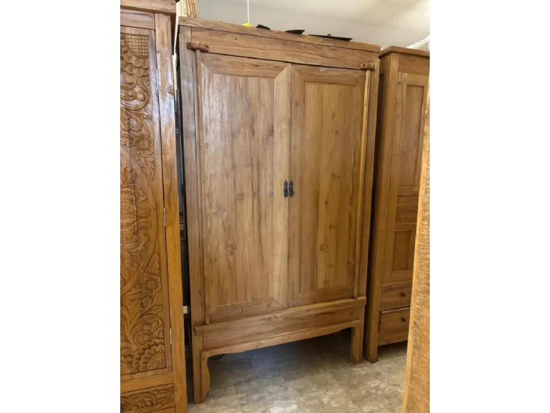 Armadio di Outlet etnico modello Armadio dispensa teak 110 in legno con sconto -31%
