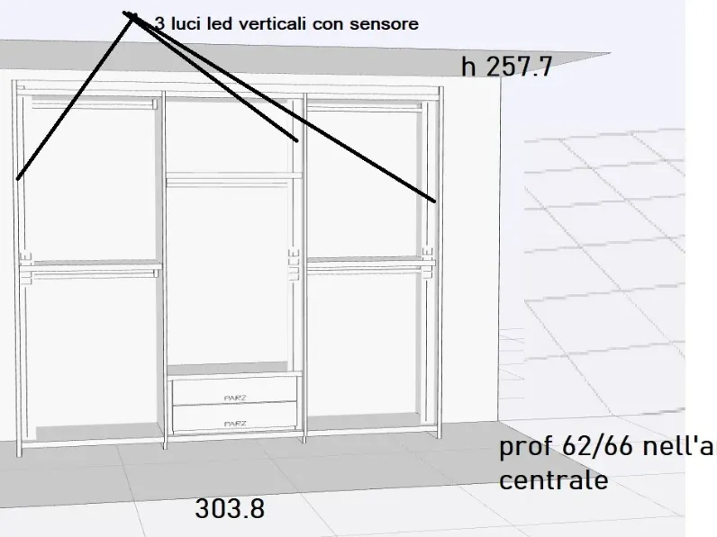 Armadio in laminato opaco Cornice a marchio Pianca scontato -41%