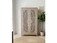 Armadio con ante battenti design Armadio intagliato teak decapato Outlet etnico a prezzo ribassato