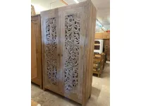Armadio con ante battenti design Armadio intagliato teak decapato Outlet etnico a prezzo ribassato