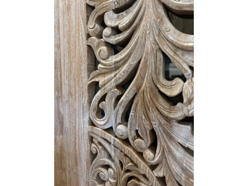 Armadio con ante battenti design Armadio intagliato teak decapato Outlet etnico a prezzo ribassato