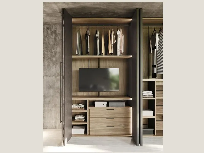 Armadio ante a soffietto in laminato materico Night zone di Mobilgam