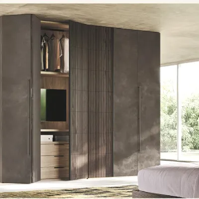 Armadio ante a soffietto in laminato materico Night zone di Mobilgam