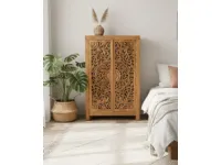 Armadio dispensa intagliato teak 165 Outlet etnico con ante battenti SCONTATO a PREZZI OUTLET