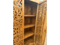 Armadio dispensa intagliato teak 165 Outlet etnico con ante battenti SCONTATO a PREZZI OUTLET