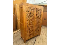 Armadio dispensa intagliato teak 165 Outlet etnico con ante battenti SCONTATO a PREZZI OUTLET