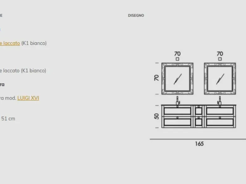 Diamante 02 Artigianale: mobile bagno sospeso A PREZZI OUTLET