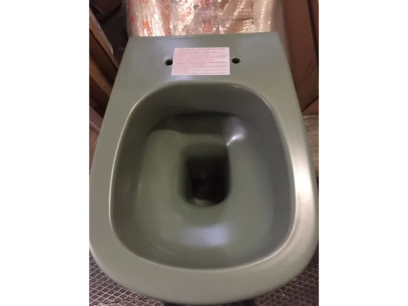 Arredamento bagno: mobile Artigianale Nic design ovvio wc sospeso 003479067 + sedile verde 005437067 salvia opaco nuovo e imballato con forte sconto