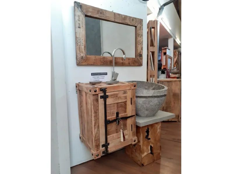Mobile bagno stile industrial offerta prezzo on line legno e ferro