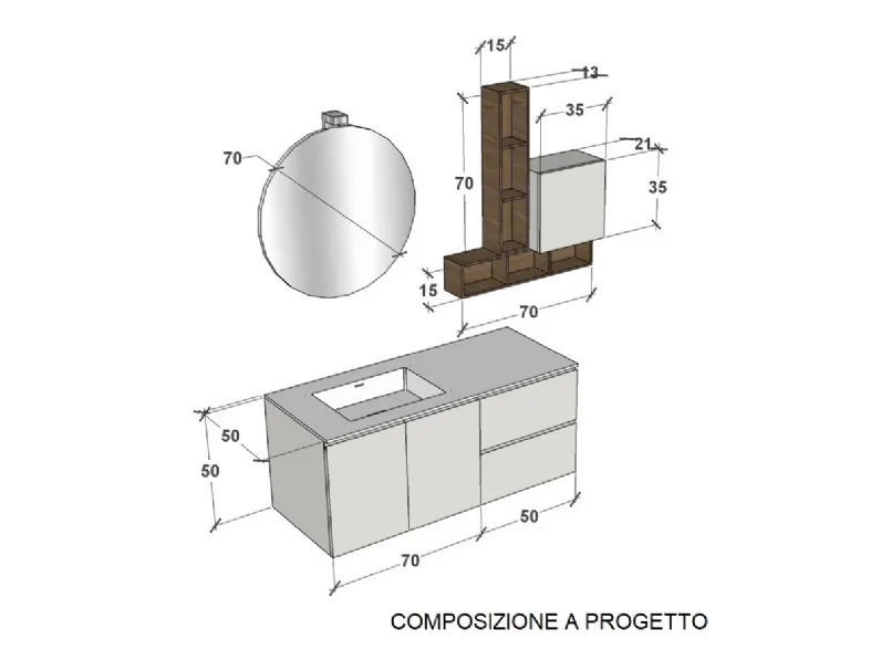 Mobile bagno in laminato modello M1 system di Baxar in Offerta Outlet