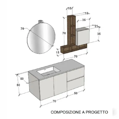 Mobile bagno in laminato modello M1 system di Baxar in Offerta Outlet