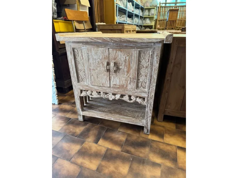 Mobile bagno a terra Mobile consolle bagno teak decapato di Outlet etnico SCONTATO - 41%