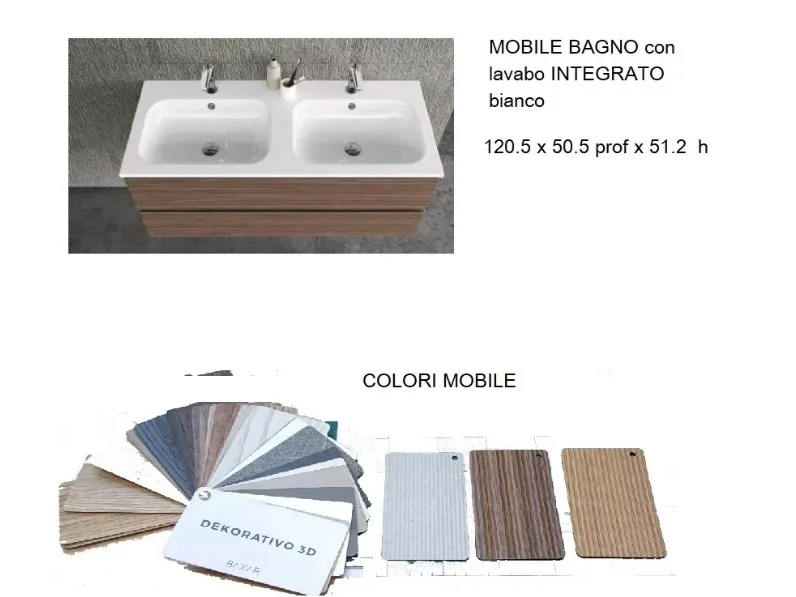 Mobile bagno Sospeso 2lavabi syntesi 120  Baxar a prezzi outlet