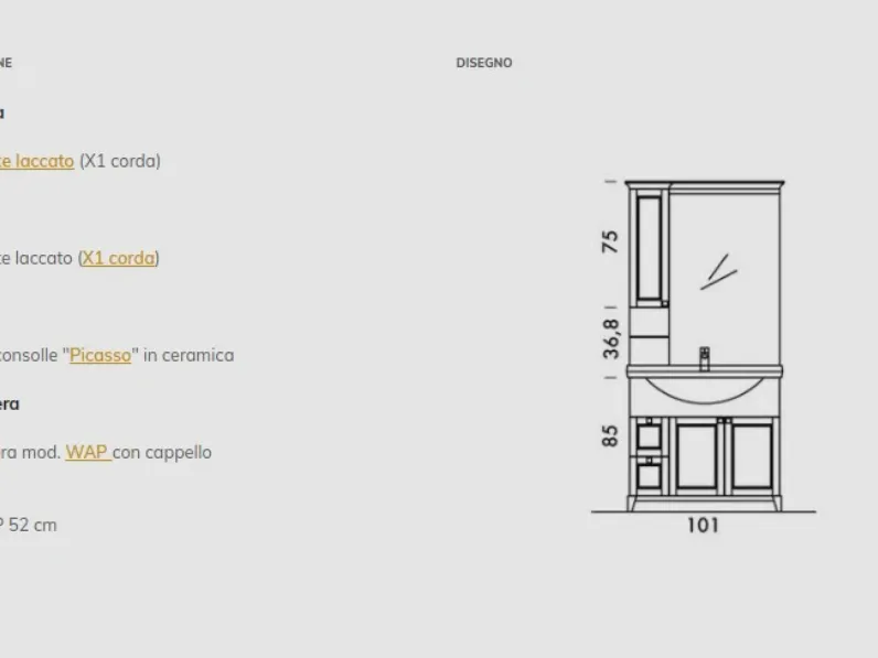 Mobile bagno a terra Diamante 08 di Artigianale SCONTATO - 40%
