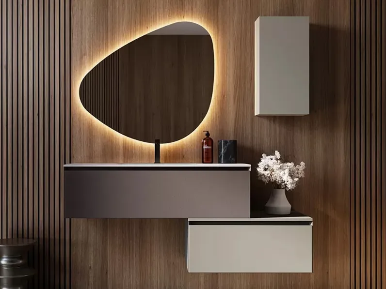Arredamento bagno: mobile Artigianale Bagno con base sospesa e specchiera a prezzi convenienti