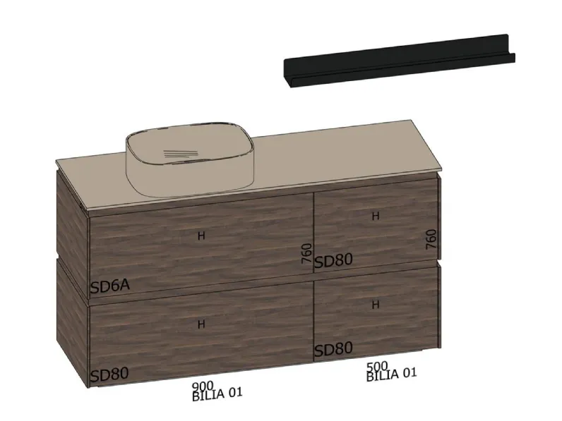 Mobile bagno in laminato modello Bagno a terra di Baxar in Offerta Outlet