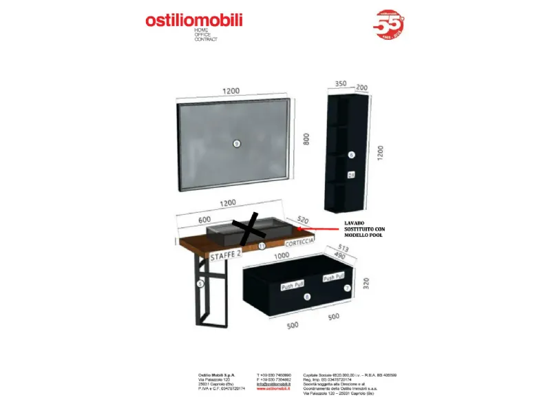 Mobile bagno Sospeso Nerolab maniglia blu Cerasa in offerta