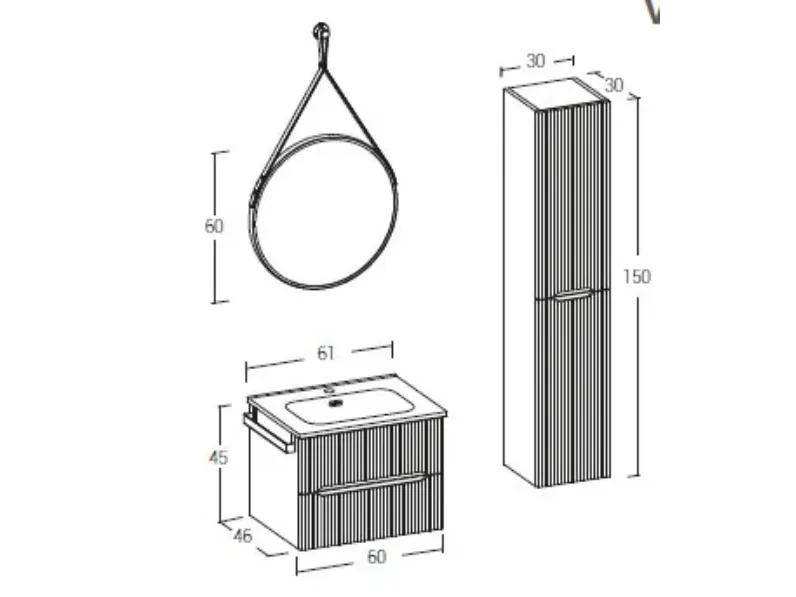 Mobile bagno Sospeso Verso 02 Legnobagno scontato - 50%