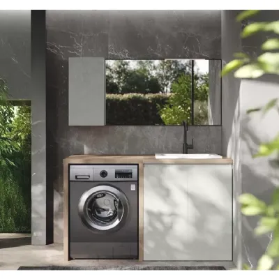 Mobile per il bagno Artigianale Mobile lavanderia con lavatoio specchio con forte sconto