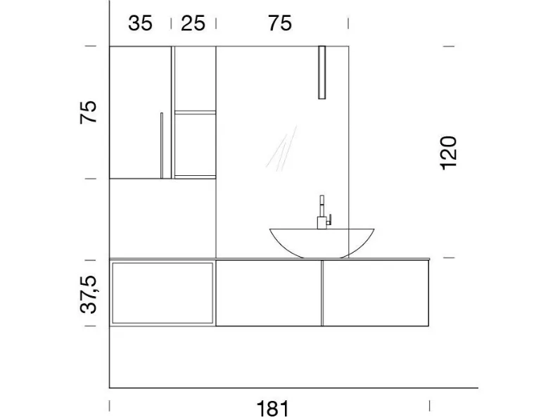 Mobile bagno design B201 di Compab in OFFERTA OUTLET - 22%
