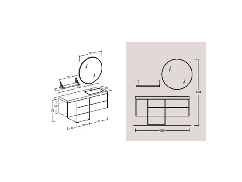 Mobile per il bagno Legnobagno L02 con forte sconto