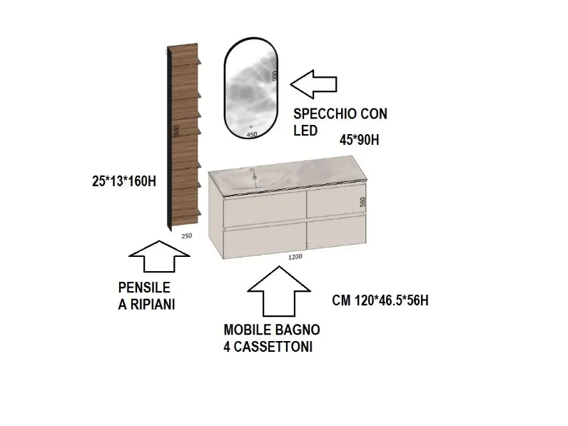 Mobile bagno Sospeso Picasso m3 system  Baxar scontato - 35%