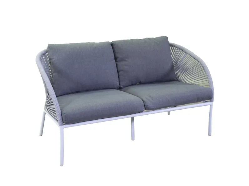 Arredo Giardino Salotto alluminio harlem 2 posti bianco con cuscini antracite - vacchetti Collezione esclusiva OFFERTA OUTLET