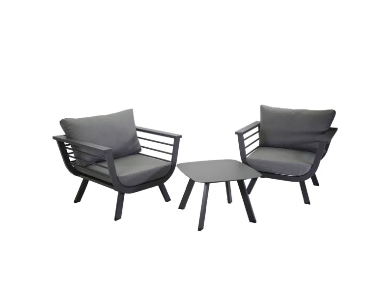 Mobile giardino modello Salotto alluminio riverside antracite con cuscini grigi (bracciolo in hpl) 3 pezzi - vacchetti di Collezione esclusiva IN OFFERTA
