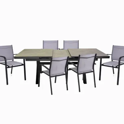 Arredo Giardino Collezione esclusiva Set tavolo nick antracite allungabile cm180/240 piano hpl con 6 poltroncine sullivan - vacchetti con un ribasso esclusivo