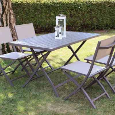 Arredo Giardino Cosma outdoor living Tavolo pieghevole alabama 130 x 77 con 4 sedie georgia taupe - cosma a prezzo ribassato