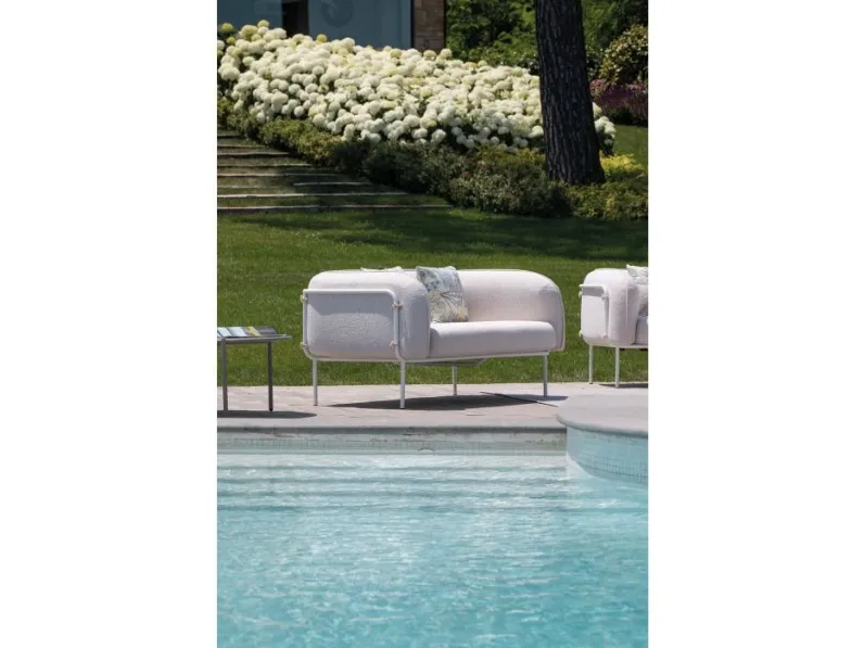 Mobile giardino Salotto alamari bianco con cuscini grigio - vermobil di Vermobil a prezzo ribassato