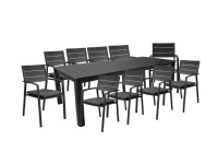 Collezione esclusiva Set tavolo salomon allungabile cm 266/331/396 x 110h alluminio antracite con 10 poltroncine - vacchetti: Arredo Giardino con forte sconto