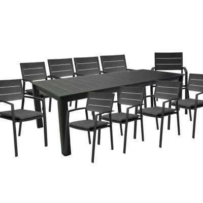 Collezione esclusiva Set tavolo salomon allungabile cm 266/331/396 x 110h alluminio antracite con 10 poltroncine - vacchetti: Arredo Giardino con forte sconto