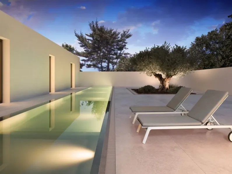 Arredo giardino Bizzotto  lettino jalisco bianco con ruote A PREZZI OUTLET