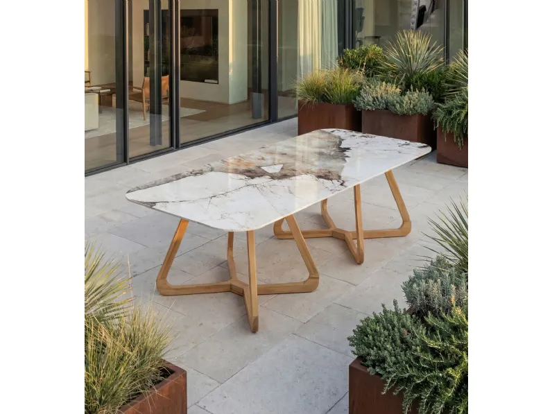 Mobile giardino Tavolo esterno cristalceramica magellano  di Md work in offerta