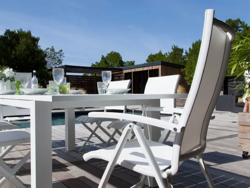 Mobile giardino Poltrona multiposizione elegance antracite con poggiapiedi bianca di Proloisirs con forte sconto