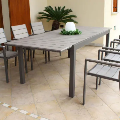 Set tavolo all. 180/240 + 6 sedie alluminio taupe Outlet etnico: Arredo Giardino in offerta