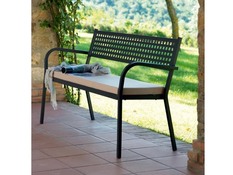 Sedia Panca alice con braccioli colore ferro antico da giardino a marchio Vermobil a prezzi outlet