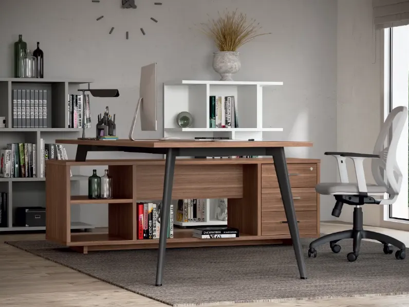 Scrivania direzionale modello Rhea direzionale con mobili e sedia in legno ad un prezzo davvero conveniente