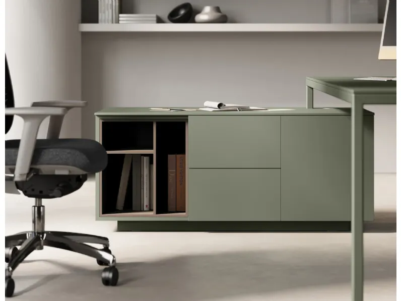 Scrivania direzionale in legno Sigma top access con mobile di servizio  Las mobili a prezzi outlet
