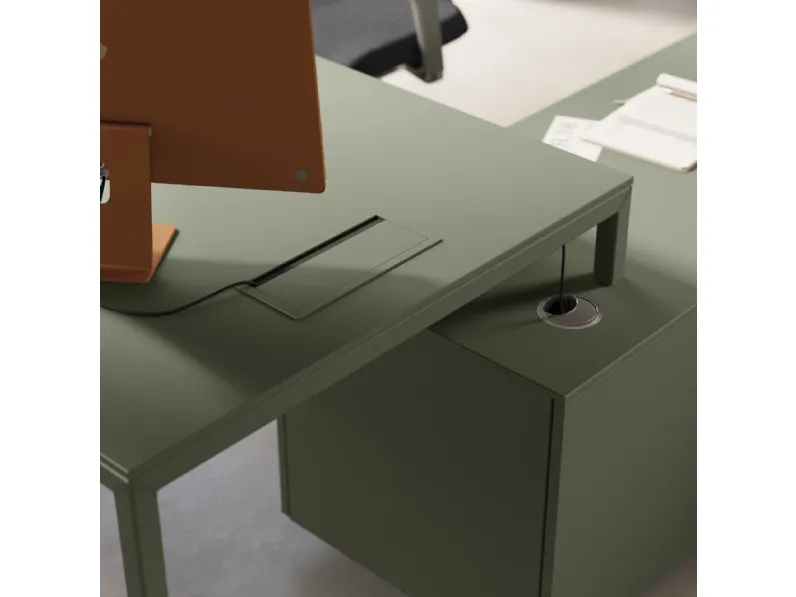 Scrivania direzionale in legno Sigma top access con mobile di servizio  Las mobili a prezzi outlet