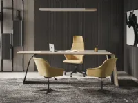 Scrivania direzionale in pelle Scrivania acciaio e pelle luxury italia a marchio Md work con forte sconto