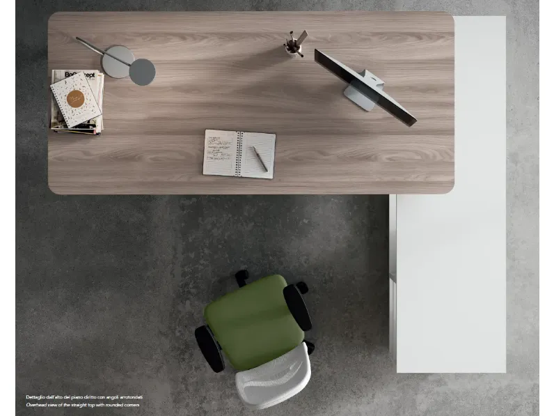 Scrivania direzionale in legno Scrivania rhea direzionale con sedia a marchio Flycom a prezzi convenienti