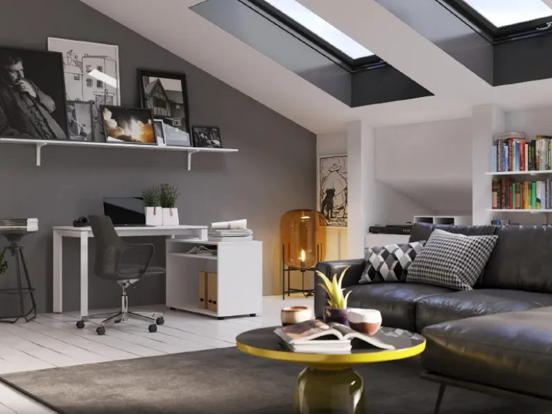 Scrivania direzionale in legno Andrea - postazione home officecon sedia a marchio Las mobili a prezzi convenienti