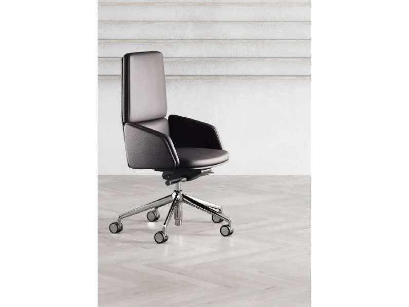 Sedia direzionale in ecopelle Lead schienale medio Las mobili con forte sconto