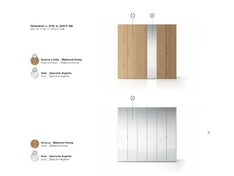 Camera da letto Composizione aria 319 Santalucia in laminato a prezzo Outlet