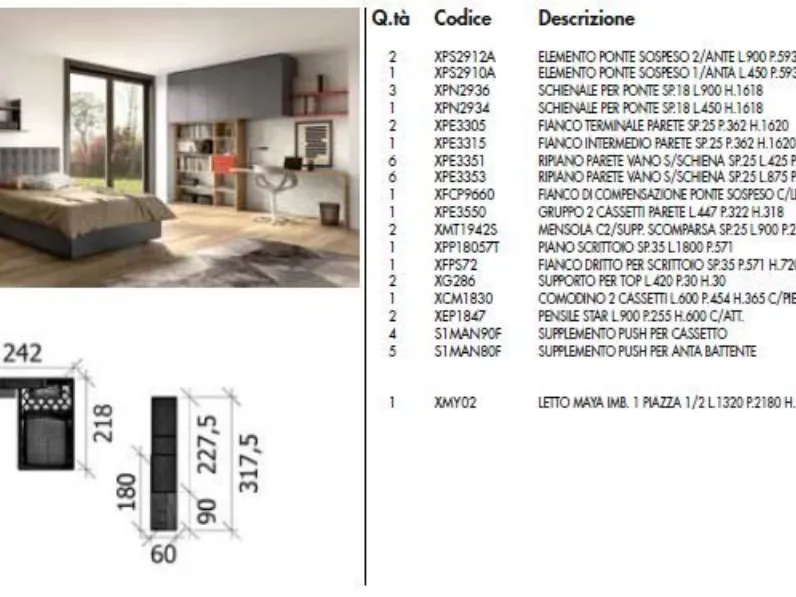 Camera da letto Zg mobili 102 a prezzo scontato in legno