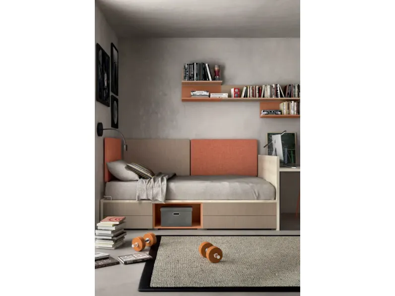 Cameretta in laminato materico Camera moderna per teenager Zg mobili scontata a PREZZI OUTLET
