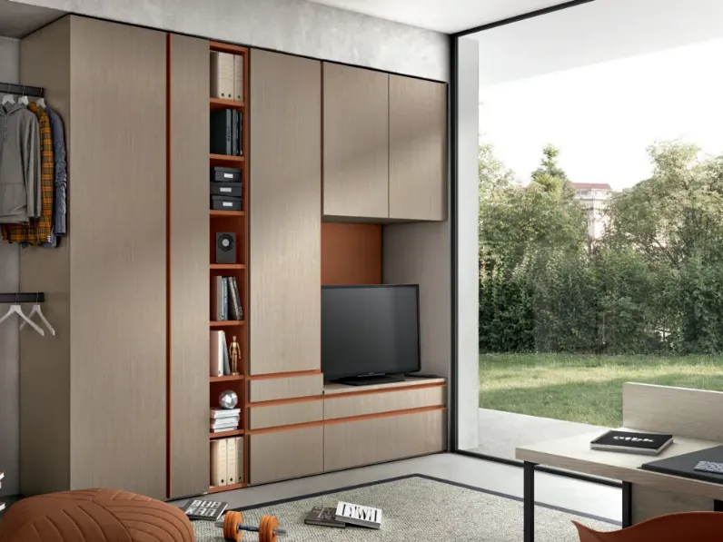 Cameretta in laminato materico Camera moderna per teenager Zg mobili scontata a PREZZI OUTLET